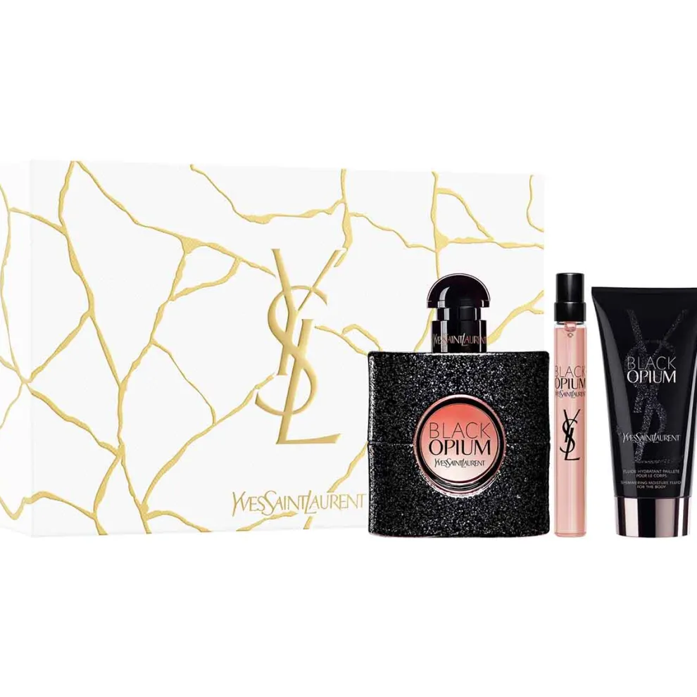 Yves Saint Laurent - Cadeauset Black Opium - Eau de Parfum + Body Lotion + Mini Spray Eau de Parfum
